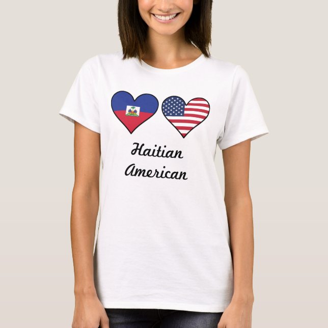 Haitira amerikanska flagganhjärtor tee shirt (Framsida)