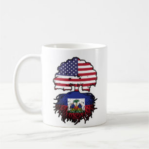 Haitis amerikanska amerikanska Träd Roots Flagga Kaffemugg