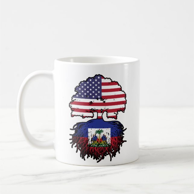 Haitis amerikanska amerikanska Träd Roots Flagga Kaffemugg (Vänster)