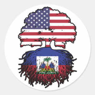 Haitis amerikanska amerikanska Träd Roots Flagga Runt Klistermärke