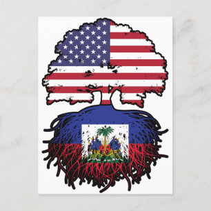 Haitis amerikanska amerikanska Träd Roots Flagga Vykort
