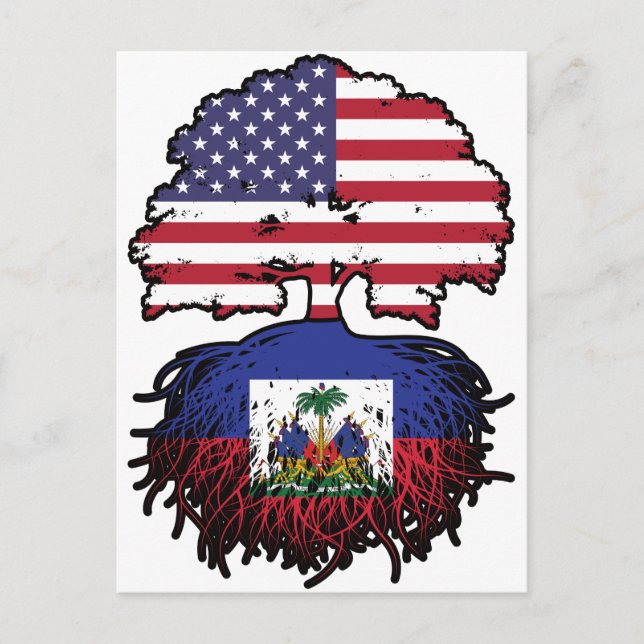 Haitis amerikanska amerikanska Träd Roots Flagga Vykort (Framsida)