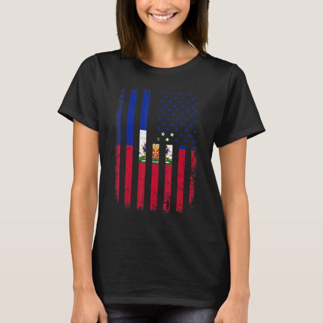 Haitis amerikanska Flagga Haitis rötter Haiti Amer T Shirt (Framsida)