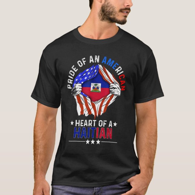 Haitis amerikanska Pride Foreign Land Hai T Shirt (Framsida)