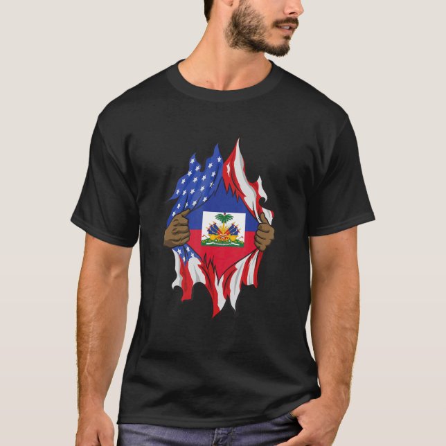 Haitis arv Månad 1804 Amerikanska Flagga  T Shirt (Framsida)