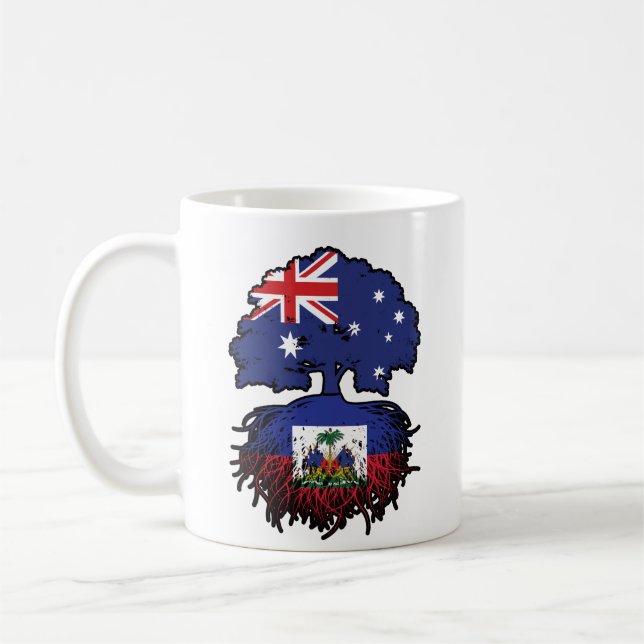 Haitis australiska Australien Träd Roots Flagga Kaffemugg (Vänster)