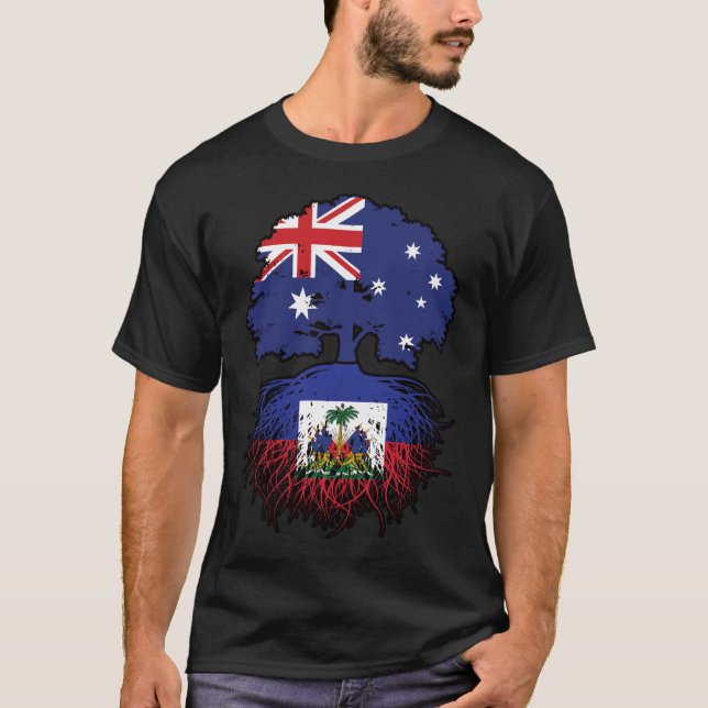 Haitis australiska Australien Träd Roots Flagga T Shirt (Framsida)