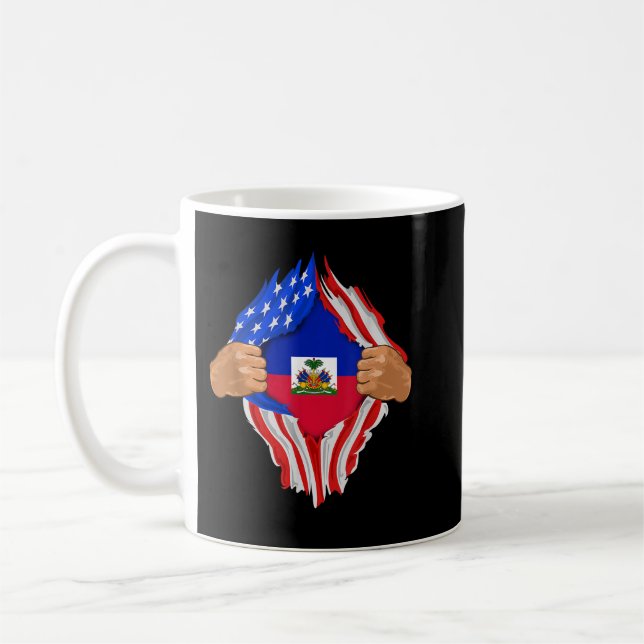 Haitis Blood Inside Me Haiti Flagga Gift Kaffemugg (Vänster)