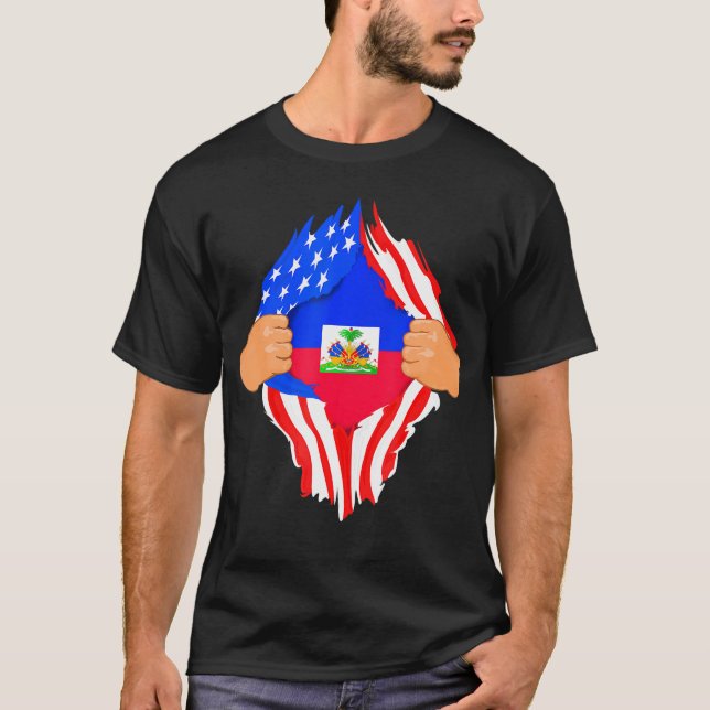 Haitis Blood Inside Me Haiti Flagga T Shirt (Framsida)