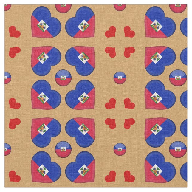 Haitis Flagga & Haiti Heart mode Fabric Tyg (Närbild)