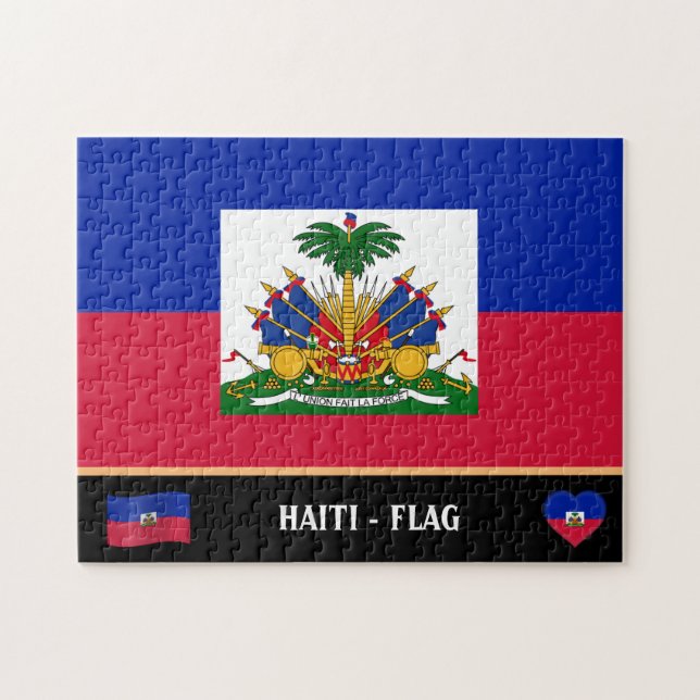 Haitis Flagga och Haitis land / Haiti Pussel (Horisontell)