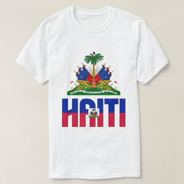 Haitis Flagga och Jacka av Arm Patriotic T Shirt (Design framsida)