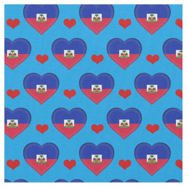 Haitis Flagga & Red Heart mode Fabric/Haiti Tyg (Närbild)