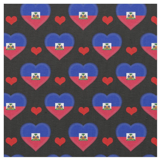 Haitis Flagga & Red Heart mode Fabric/Haiti Tyg (Närbild)