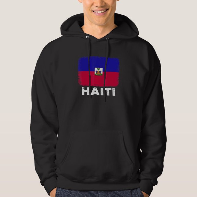 Haitis Flagga Support Haitis folk Kvinnor Manar Hoodie (Framsida)