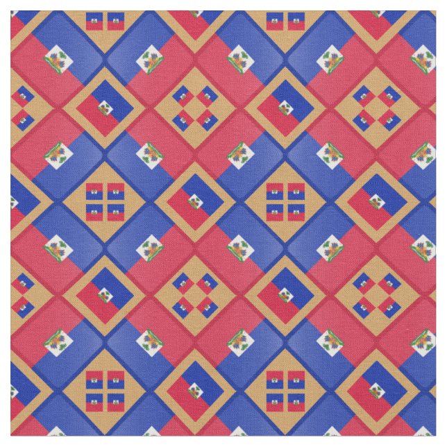 Haitis Flagga & Trendig Haiti Fabric mode GLD Tyg (Närbild)