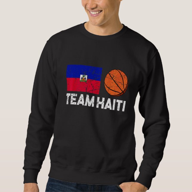 Haitis Haitis Haitis Flagga Basketball Fläkt 1 Lång Ärmad Tröja (Framsida)