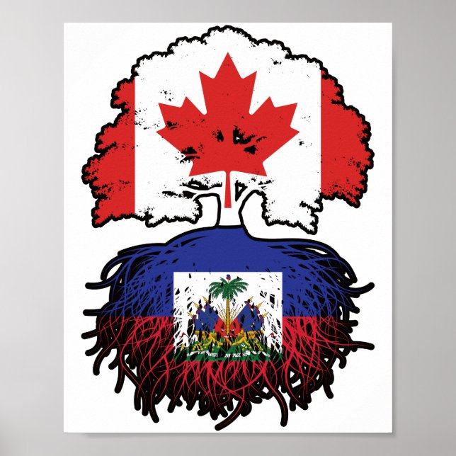 Haitis kanadensiska kanadensiska Träd Roots Flagga Poster (Framsidan)