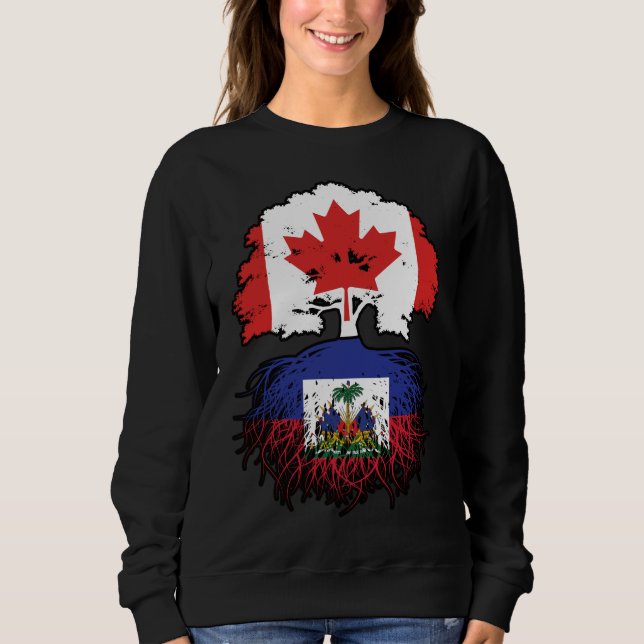 Haitis kanadensiska kanadensiska Träd Roots Flagga T Shirt (Framsida)