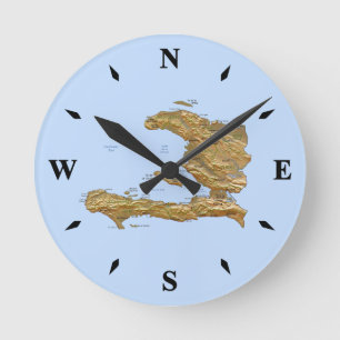 Haitis Karta Clock Rund Klocka