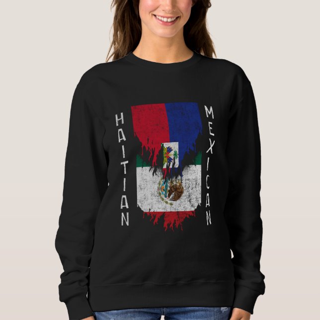 Haitis mexikanska Flaggor rippade Torn Haiti Mexik T Shirt (Framsida)
