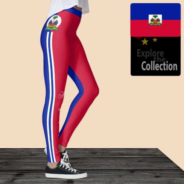 Haitis mode-lag, Haitis Flagga/idrott Leggings (Skapare uppladdad)