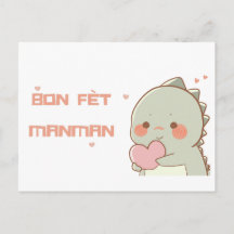 Haitis Mors dag Hälsning med Tecknad Dino