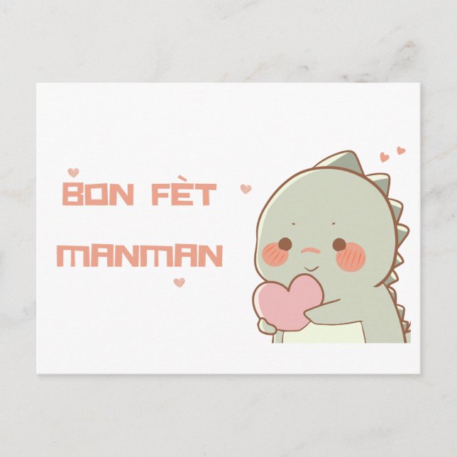 Haitis Mors dag Hälsning med Tecknad Dino Vykort (Framsida)