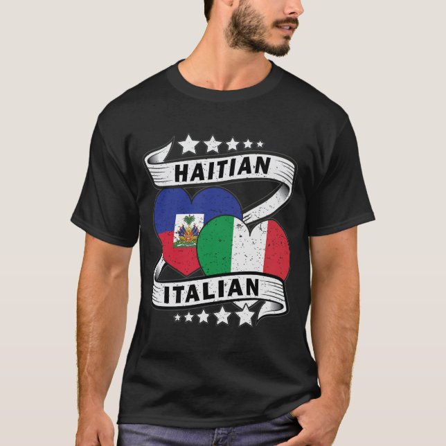 Haitis och Italiens Flagga T Shirt (Framsida)