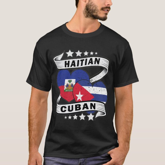 Haitis och Kubas Flagga T Shirt (Framsida)