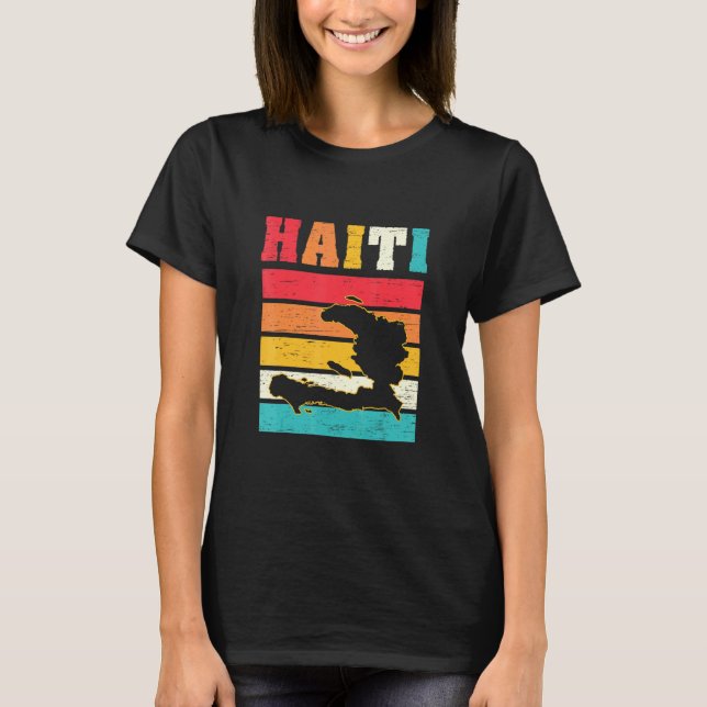 Haitis Pride Island Karta för ett amerikanskt Flag T Shirt (Framsida)