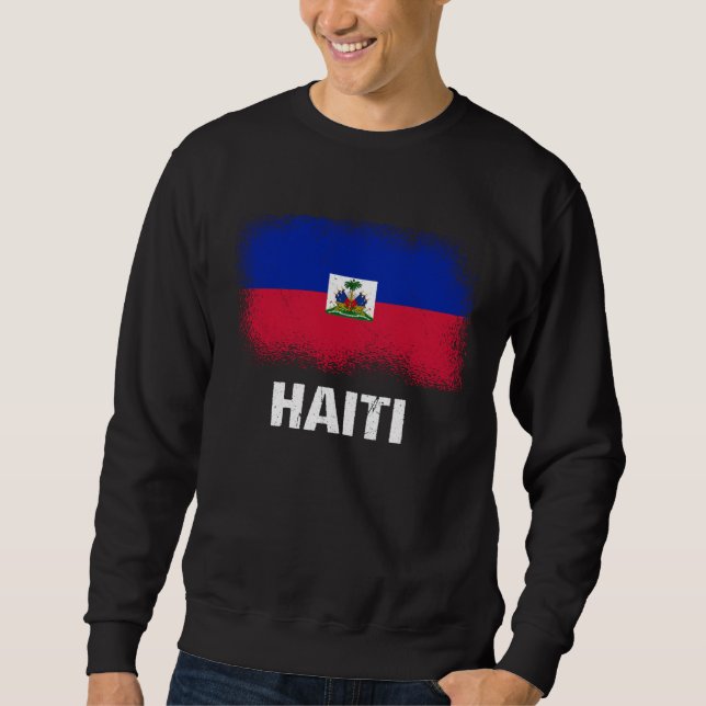 Haitisk flagga Haiti  3 Lång Ärmad Tröja (Framsida)