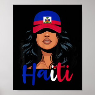 Haitisk flicka Haiti Flagga Stolt Haitienne Kvinno Poster