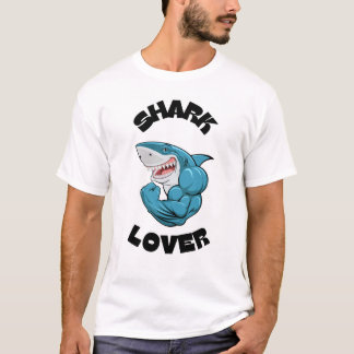 Haj Älskare Stark Muskel Design T Shirt