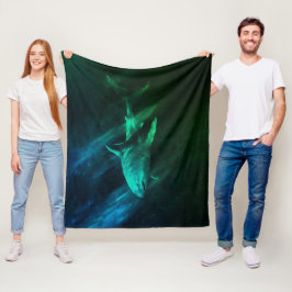Haj Blå-Grön 50 x 60 Fleecefilt