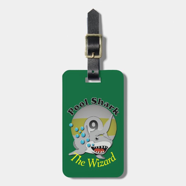 Haj för bassäng för nio bollbiljard bagagebricka (Vertikal Framsida)