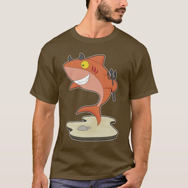 Haj Halloween Djävul T Shirt (Framsida)