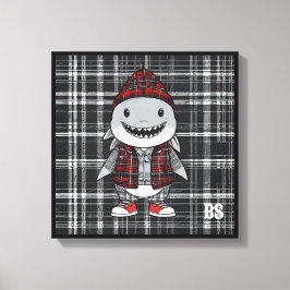 haj i Scottish Disguise - charming tartan shark Canvastryck