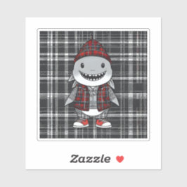 haj i Scottish Disguise - charming tartan shark Klistermärken