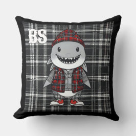 haj i Scottish Disguise - charming tartan shark Kudde