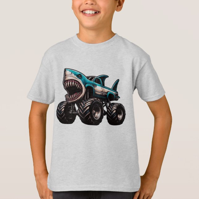 Haj Monster Truck  T Shirt (Framsida)