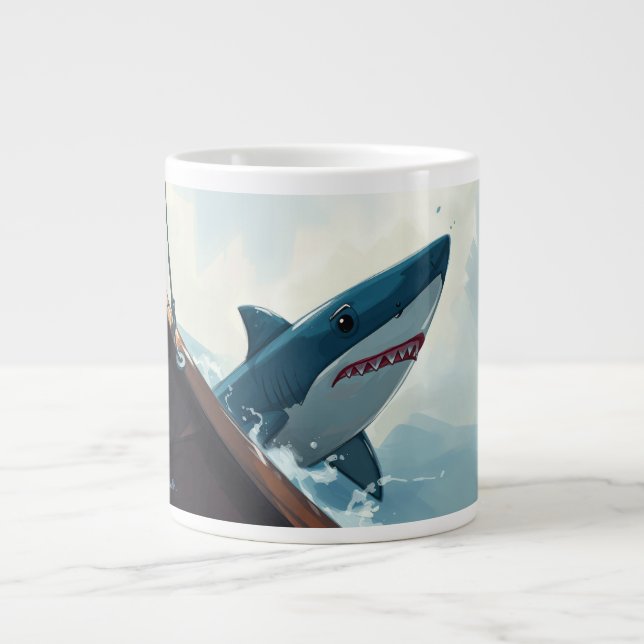 Haj nära båt jumbo mugg (Framsidan)