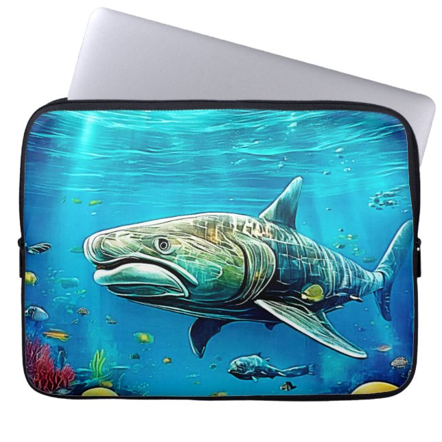 Haj-Ocean Rovdjurskonst Laptop Fodral (Framsidan)