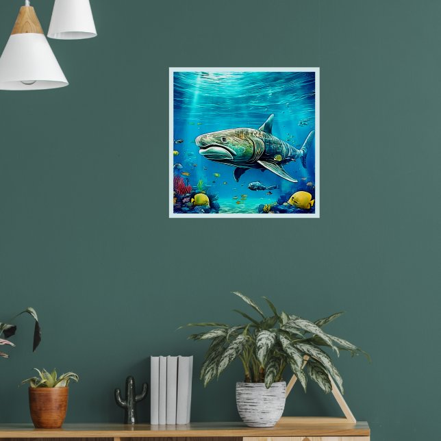 Haj-Ocean Rovdjurskonst Poster (Vardagsrum 1)