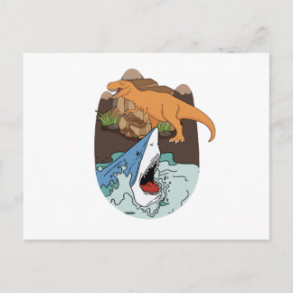 Haj Och Dinosaurpojkar Vykort