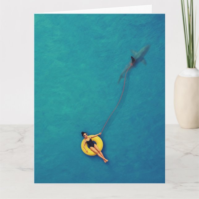 Haj på kopplet Ocean Pinup Konsttryck Kort (Framsida)
