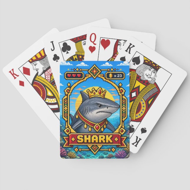 Haj Retro 8-Bit Pixel Art Casinokort (Baksidan)