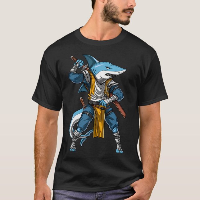 Haj Samuraj Ninja T Shirt (Framsida)