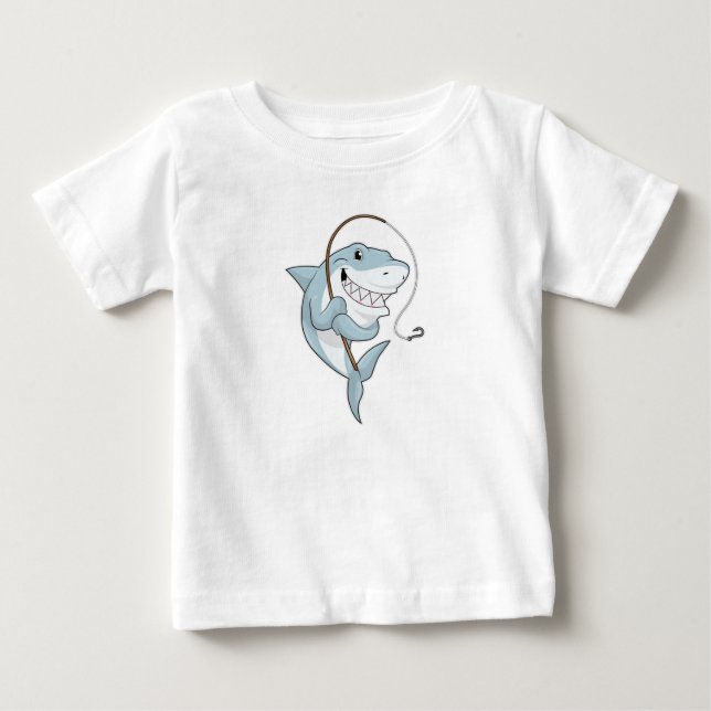 Haj som fiskare med fiskespö t shirt (Framsida)