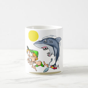 Haj som jagar en pojkemugg kaffemugg